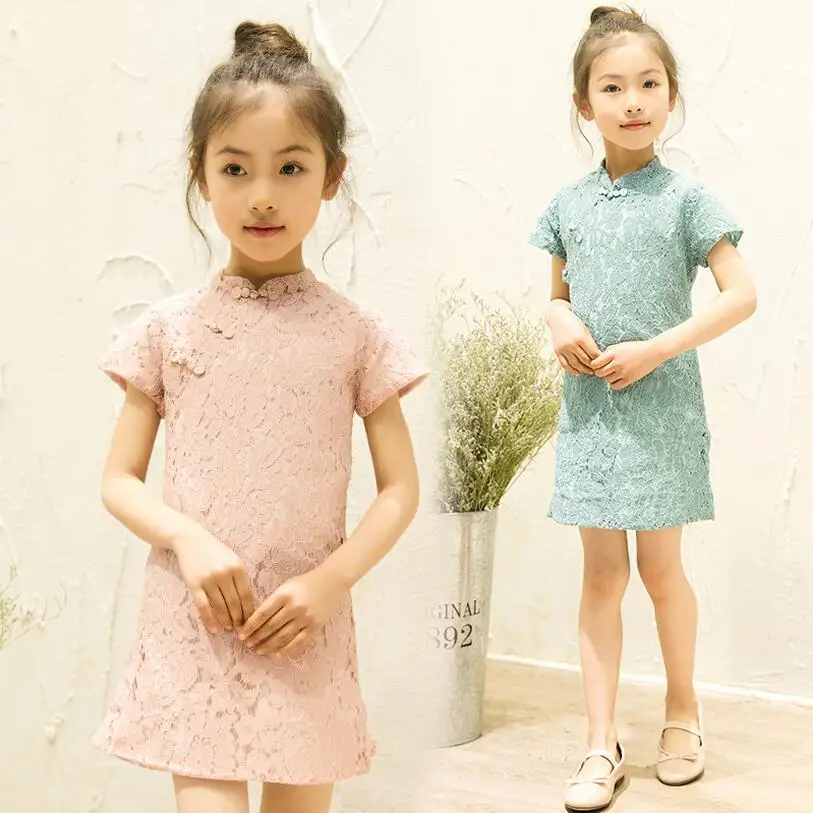 Детское платье Ципао с цветочным рисунком для девочек чонсам рождественский