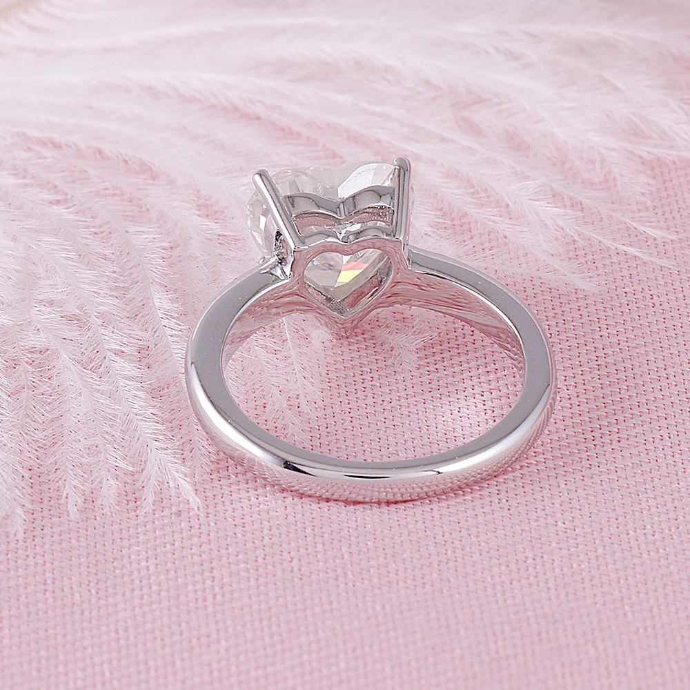 Transgems 14K 585 White Gold Center 3ct 9X9mm F Color Heart Shaped Solitaire Moissanite Engagement Ring for Women Wedding Gifts | Украшения