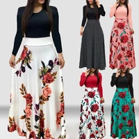 vestidos maxi dress boho dress women dot print color matching long sleeve high waist summer dresses woman 2022 female dress