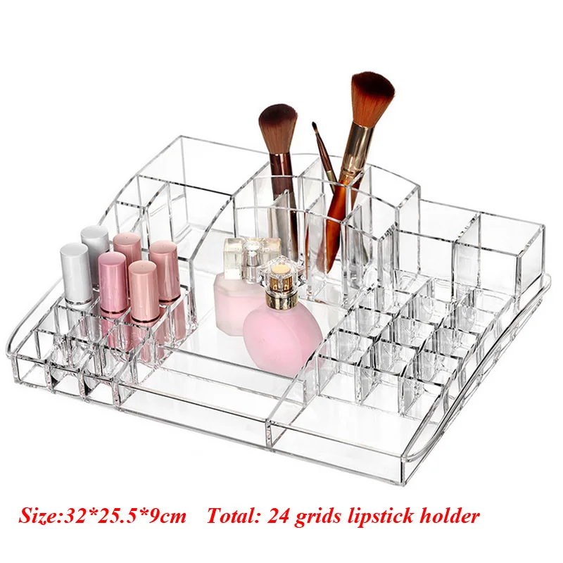 

Transparent Makeup Brush Holder Nail Polish Lipstick Holder Storage Plastic Cosmetic Storage 32*25.5*9cm