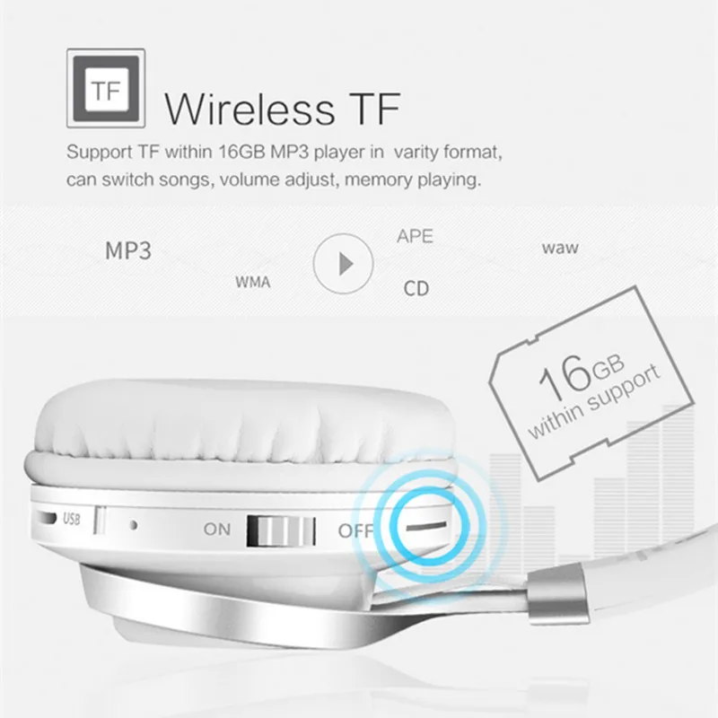 LONGET BT 06 Bluetooth наушники сверхушные складные беспроводные + проводное подключение 4