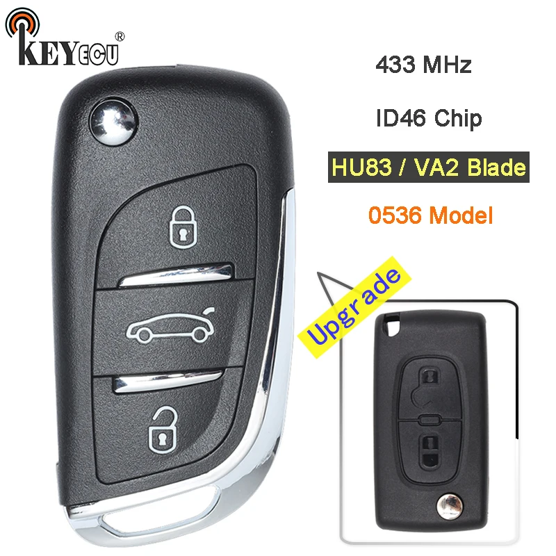 KEYECU 433 МГц ID46 чип CE0536 модель модифицированный складной дистанционный ключ брелок