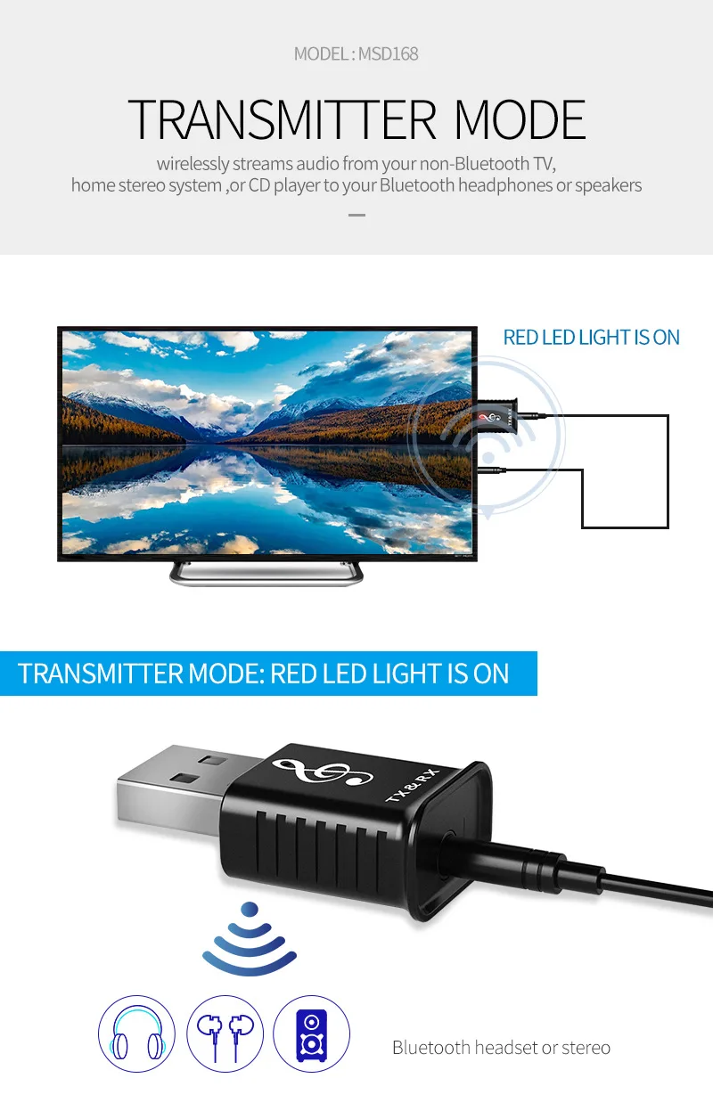 Bluetooth 5,0 аудио передатчик приемник Aux HIFI стерео Bluetooth беспроводной адаптер для автомобиля Bluetooth передатчик для ТВ динамик