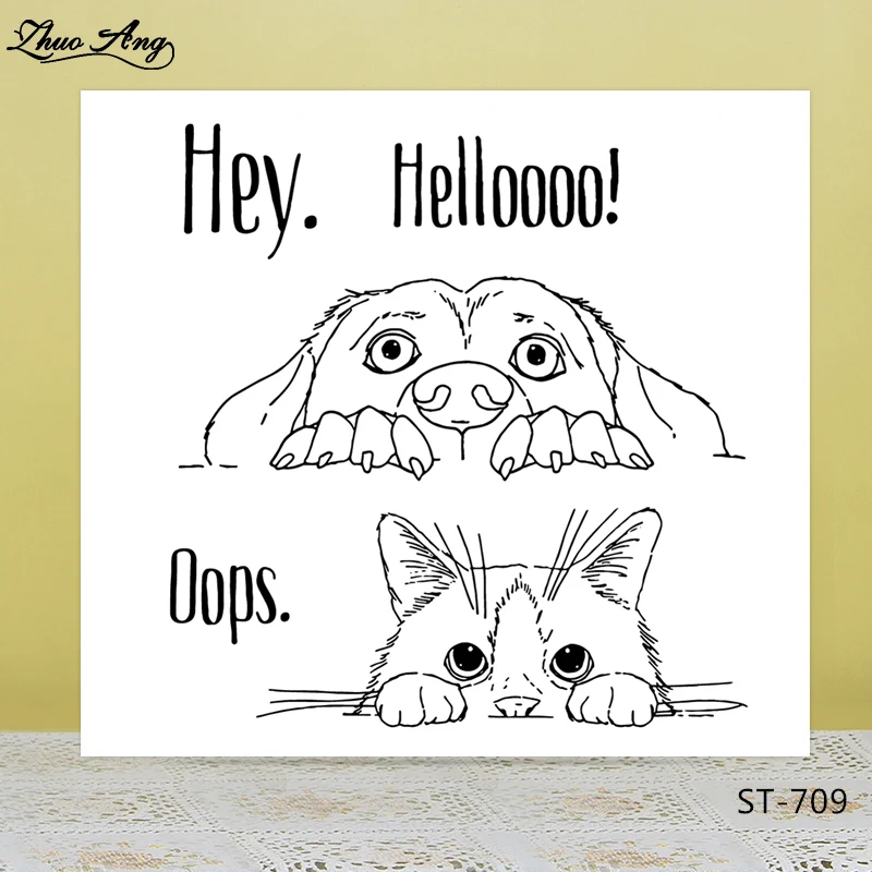 Hello Cat Transparent Clear Silicone Stamp/Seal for DIY Scrapbooking/Photo Album Decorative Card Making Stamps | Дом и сад