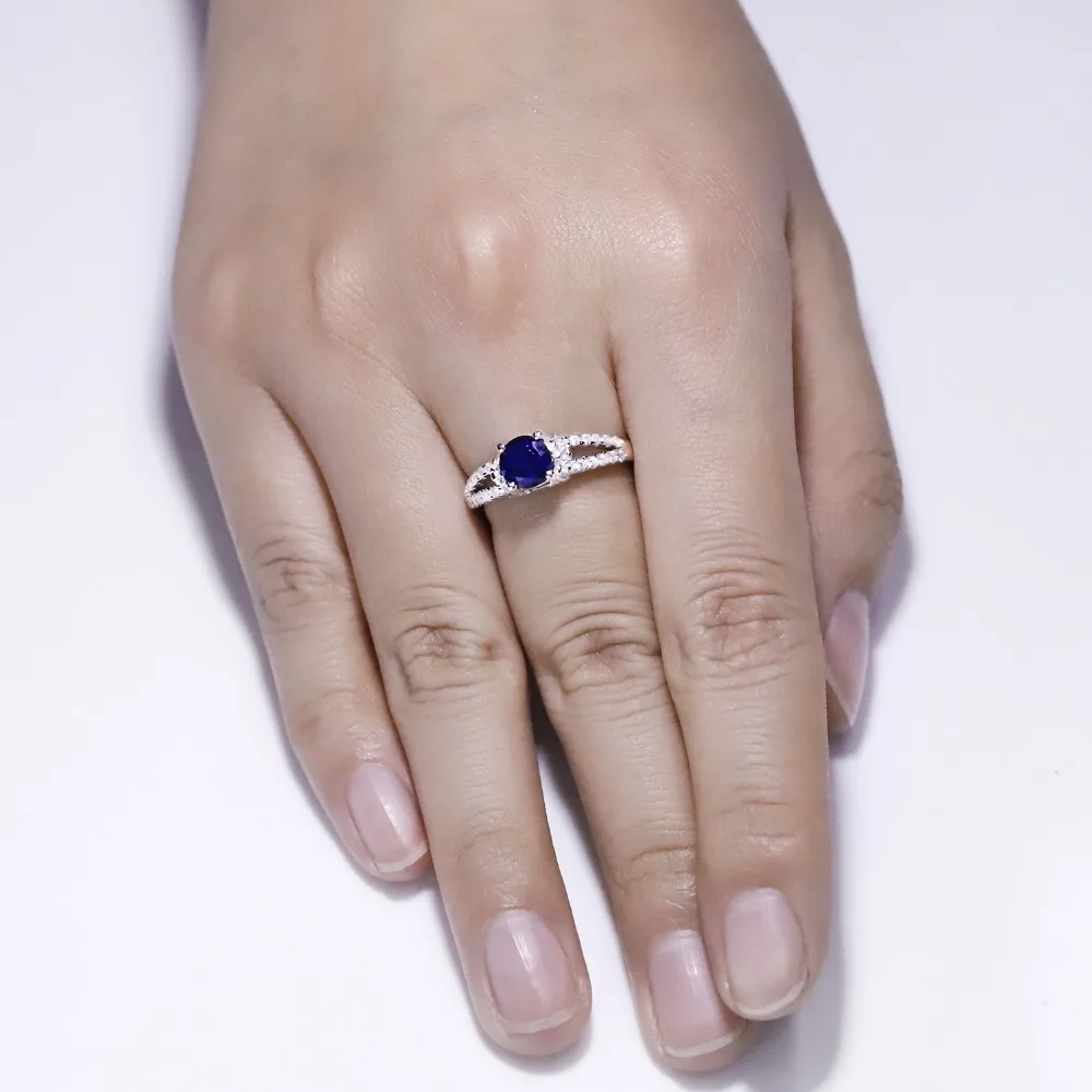 GEM'S BALLET 1.31Ct натуральное синее сапфировое кольцо из драгоценных камней 925 пробы Серебряное винтажное обручальное кольцо для женщин хорошее ювелирное изделие
