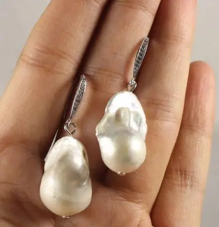 Огромные белые серьги keshi reborn с жемчугом в стиле барокко