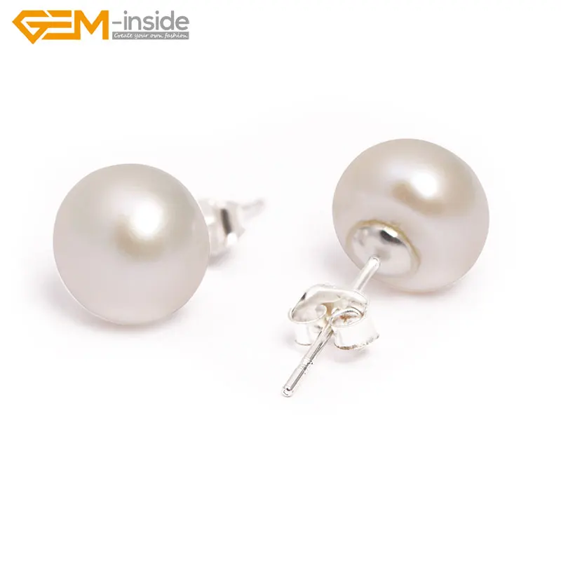 Серьги с пресноводным жемчугом 9 мм 10 5 внутренним камнем серьги из нержавеющей стали крючками для женщин