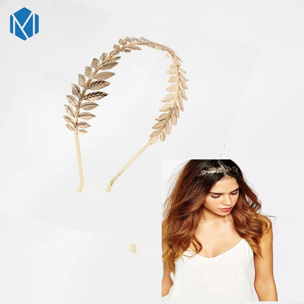 Оправа для волос MISM Fashion Women Headband Gold Metal Leaves Hair Hoop Girl Clasp Female Wedding Accessories Silver.
