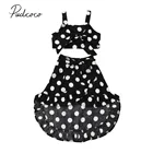 Детская летняя одежда 2019, одежда для маленьких девочек, топы без рукавов в горошек для маленьких девочек, ассиметричные юбки с подтяжками, женская одежда, 2 шт.