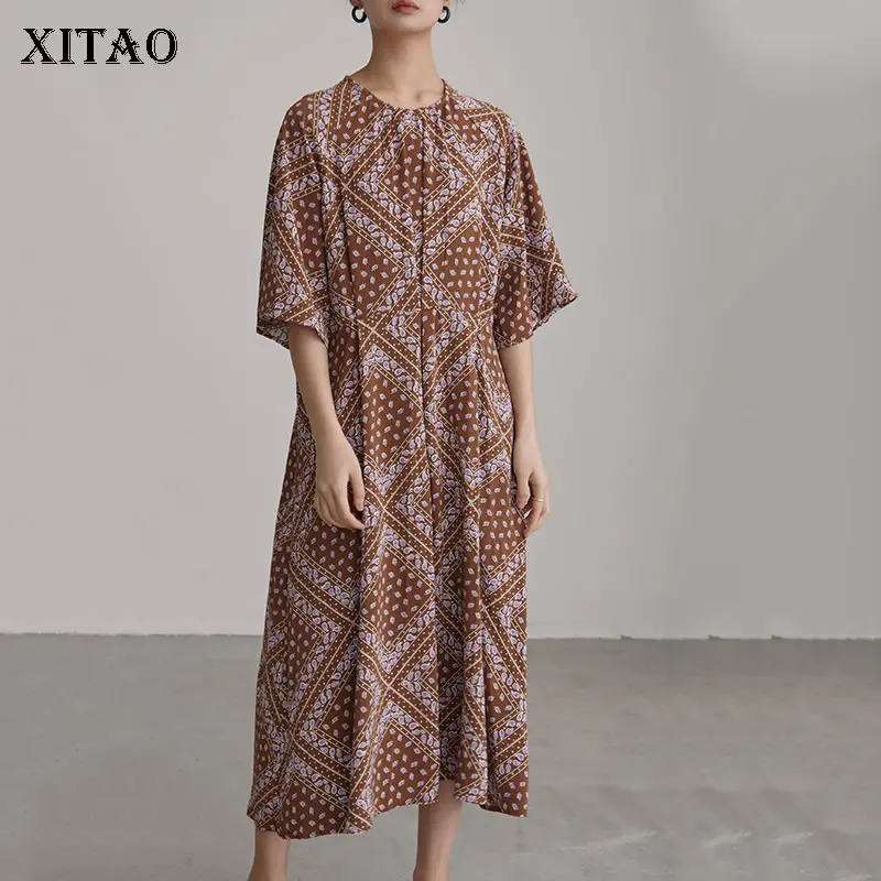 [XITAO] женское лето 2019 новое модное свободное платье с круглым вырезом и коротким
