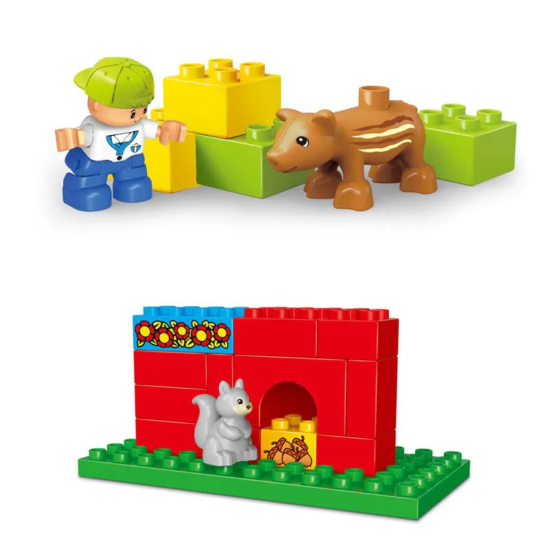 

Happy Animal farm Large Building Blocks Sets Friends Figures Educational Toys for Children Brick Compatible With duploINGlys