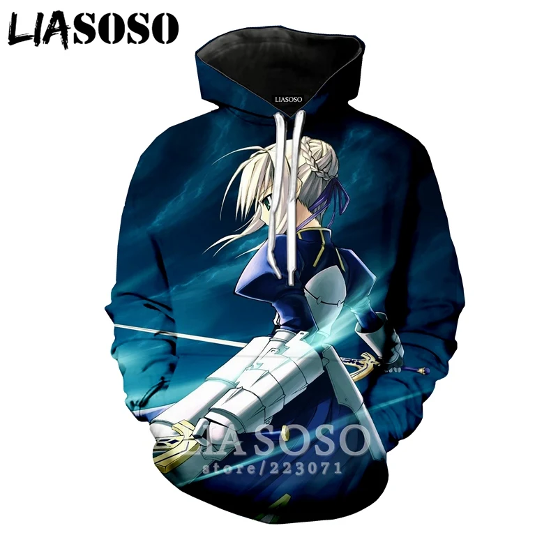LIASOSO Зимний Новый Модный свитшот для мужчин и женщин с 3D принтом аниме Fate Stay Night