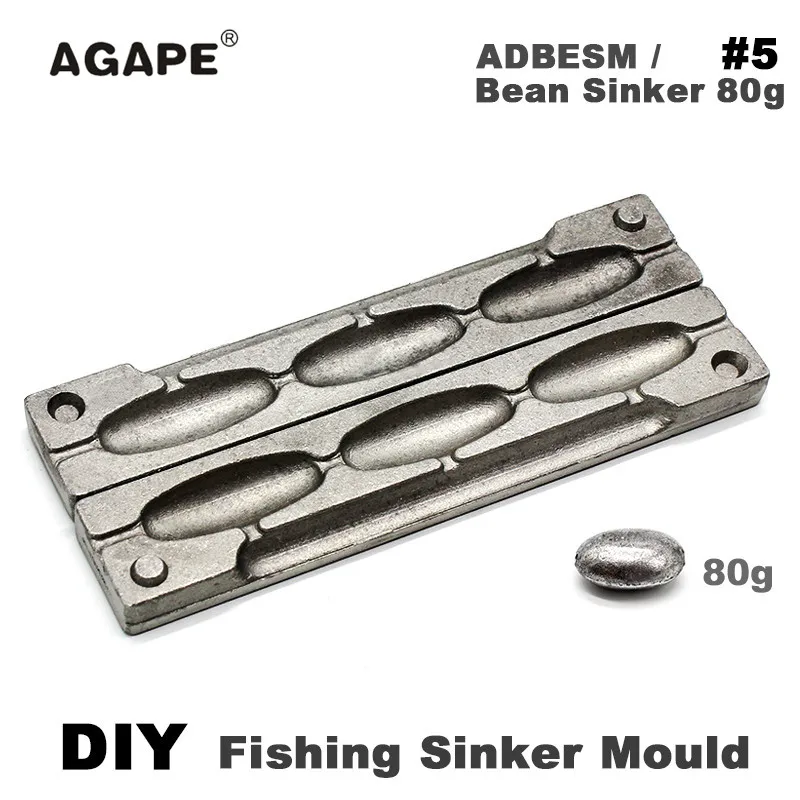 Агапэ DIY рыболовные бобовые грузила прессформы ADBESM/#5 бобовые грузила 80 г 3 полости