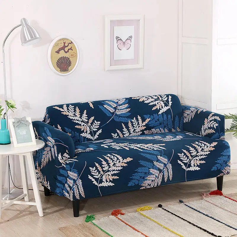 Lush Leaves Dark Stretch Sofa Protector Cover for Living Room Slipcovers Sectional L Shape Sofacover 1/2/3/4 Seater | Дом и сад