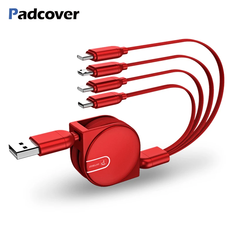 Чехол 4 в 1 Выдвижной USB кабель для мобильного телефона для iPhone XS XR XS Max кабель type C Micro USB кабель для зарядного устройства телефона