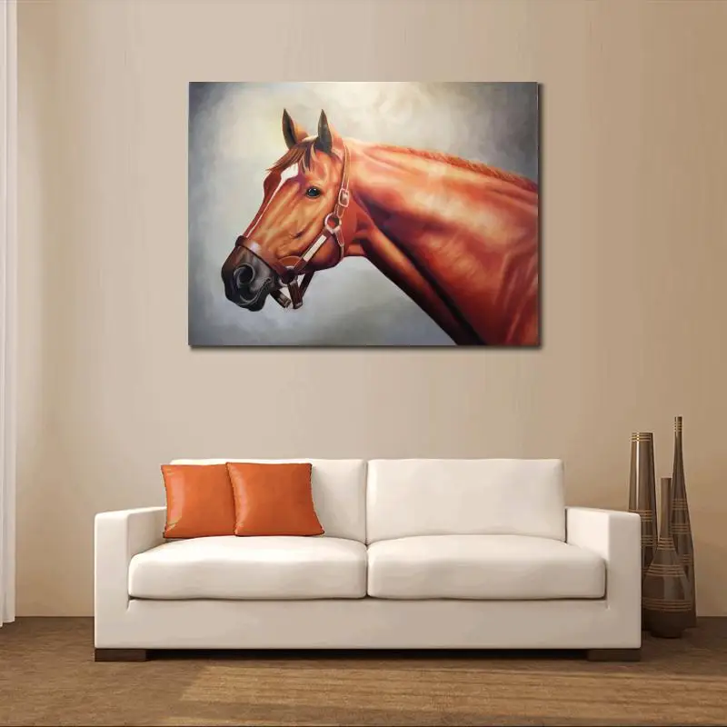 Ручная роспись на холсте масляная живопись лошадью современное настенное
