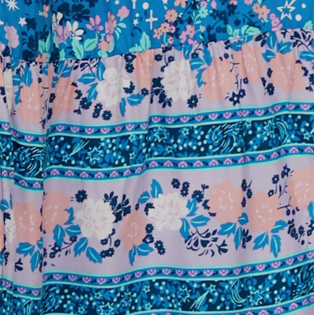 Свободное женское платье из страуса, бохо, длинное, VNeck, цветочное, синее, вечернее пляжное платье, сарафан, растущее, свежее, модное, женское платье, летнее