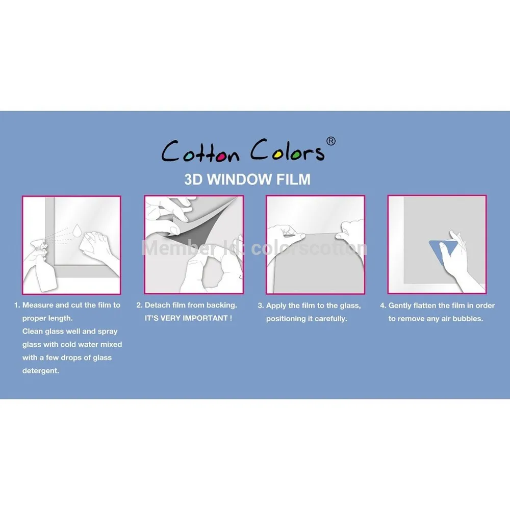 CottonColors ПВХ Водонепроницаемый Window Films Home Decor Без Клея Статические 3D Декоративные