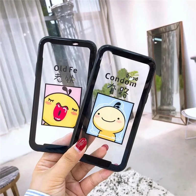 Полые черные края закаленное Стекло Shell Телефон чехол для iphone X 8 7 6 6s плюс свежие