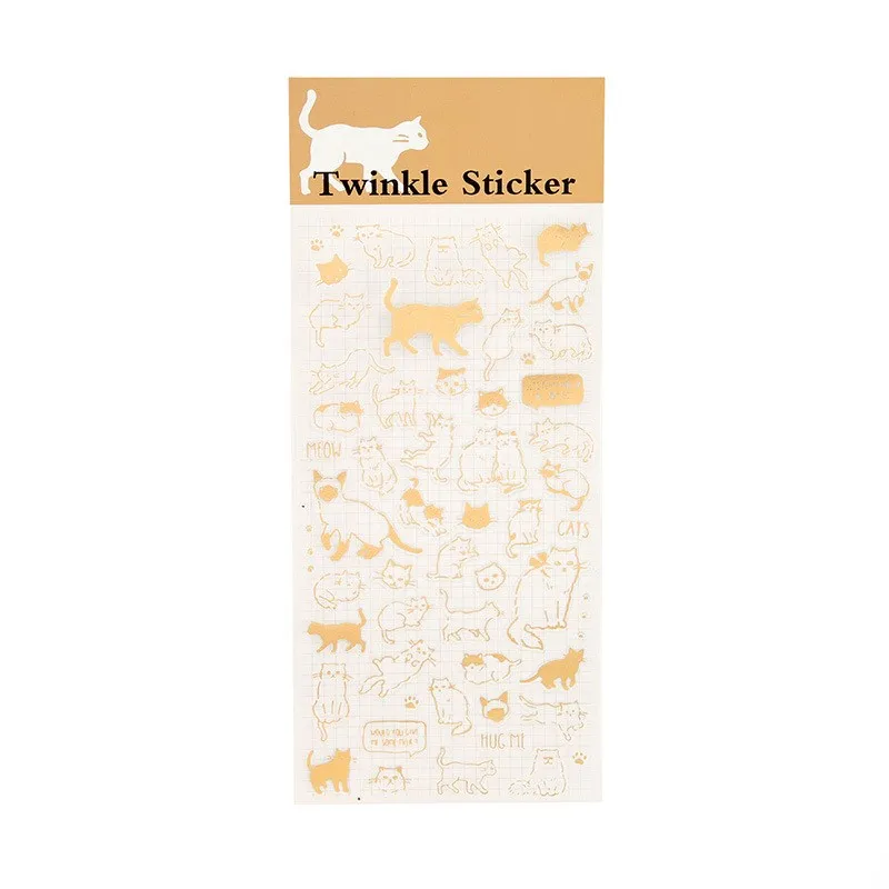 Cat 1 шт. Golding Twinkle ежедневные декоративные наклейки из бумаги васи DIY Скрапбукинг этикетка наклейка канцелярские наклейки для дневника, альбома - Color: Cat