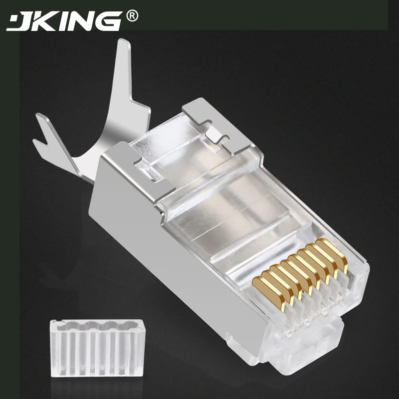 JKING 50/100pcs RJ45 Connector Cat6a Cat7 plug shielded FTP 8P8C Network Crimp Connectors |