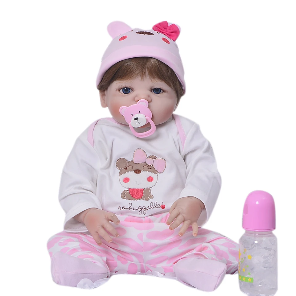 NPK 55 см Реалистичная полная силиконовая кукла реборн игрушки живые Bebe коричневые