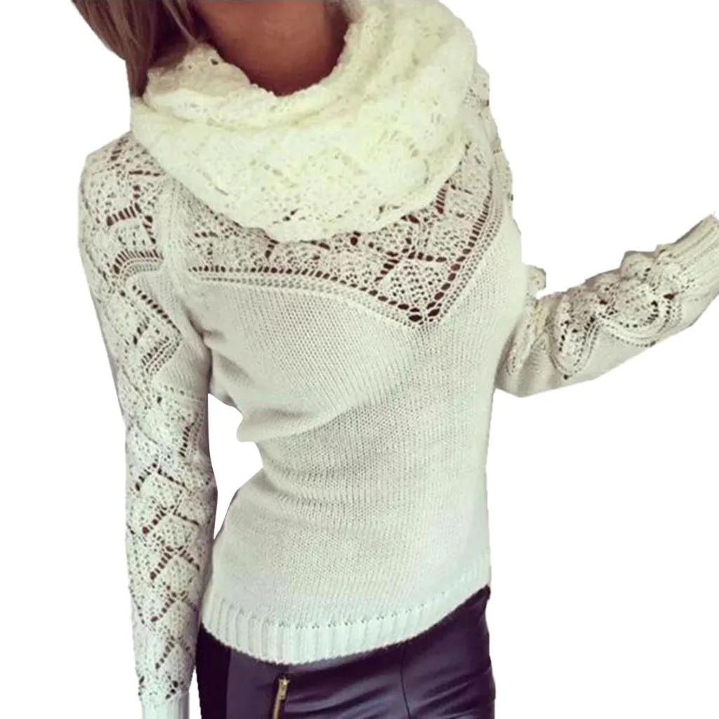 JAYCOSIN Hot Fashion Design Women Casual Turtleneck Long Sleeve Solid Hollow Out Sweater Pullovers High Quality New | Женская одежда