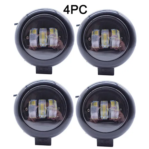 4pcs black 4,5 дюймов 30 Вт Автомобильный светодиодный свет работы светлые Противотуманные фары светодиодный внедорожный круглый светильник 4x4 поиск света для Jeep Лодки ATV SUV для грузовика трактора 12 В 24 В - Цвет: 4pcs black