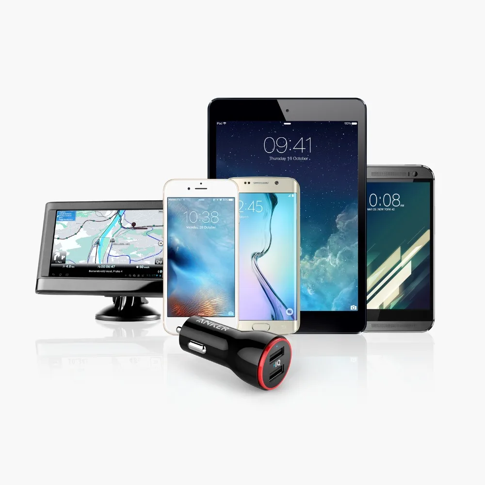 Anker 24 Вт двойной USB Автомобильное зарядное устройство PowerDrive 2 для iPhone; samsung Galaxy; LG G4/G5; Google Nexus; iOS и Android устройств