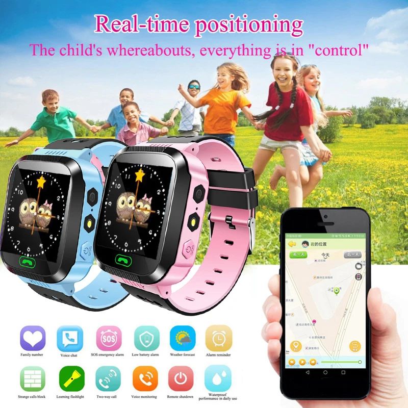 Детские Смарт часы камера освещение сенсорный экран SOS Вызов LBS отслеживание
