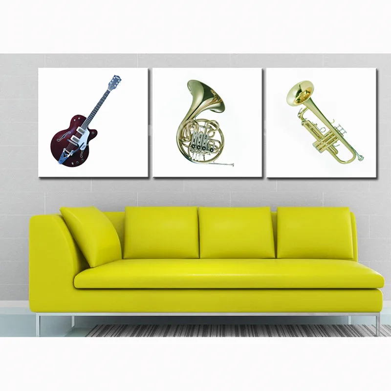 3 Pcs Modern Music Instrument Pictures Print On Canvas Still Life Spray Printings Wall Art Home Decor Unframed | Дом и сад