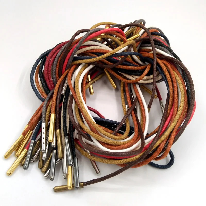 

1 Pair Fashion Casual Leather Laces High Quality Waxed Round Shoelaces Shoestring Boots Sports Shoes Cable Ropes Lace Metal Head