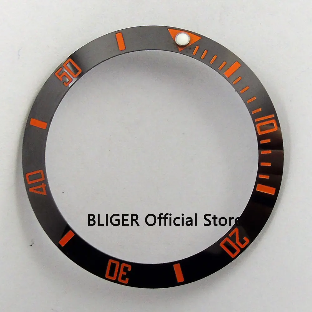 

38mm ceramic bezel insert black with orange marks luminous dot fit 40mm watch case SUB Automatic men's watch BB27