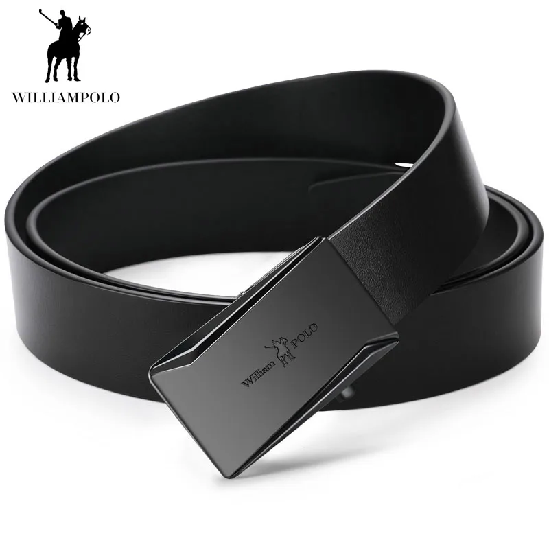 Кожаный мужской ремень от бренда Williampolo, дизайн, автоматическая пряжка, подарочная упаковка, формальный стиль, ремень для мужчин