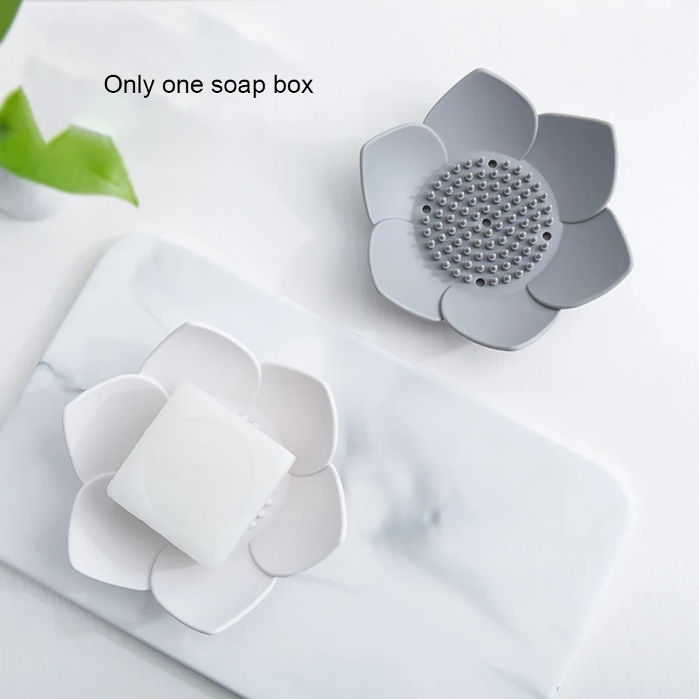 Holder Storage Shower Bathroom Supplies Soap Box Container Flower Shape Accessories Silicone Dish Hollowed Drain Anti Slip Home