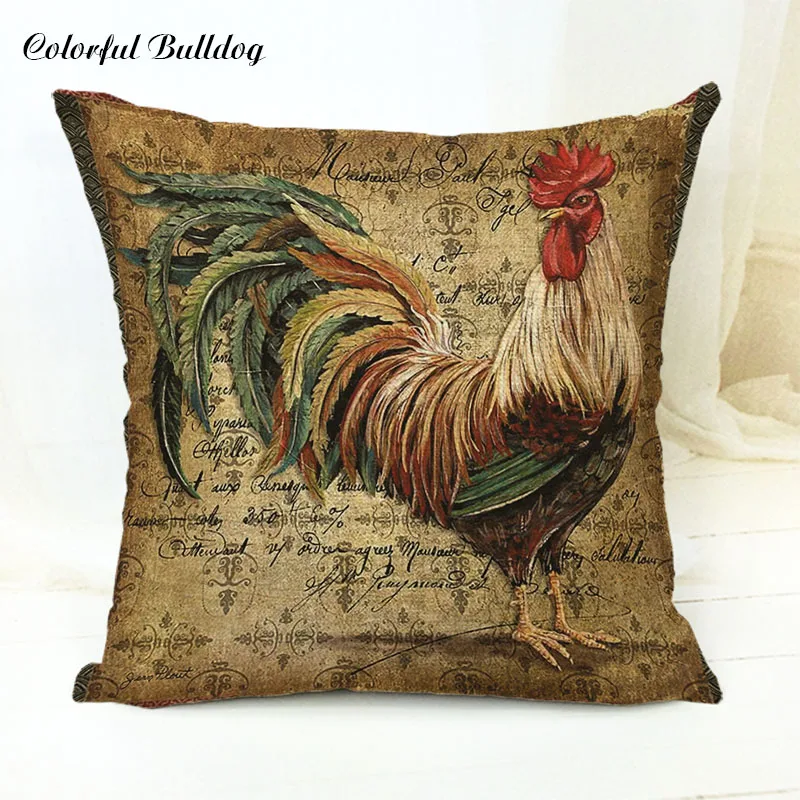 Ретро петух обычный Американский сельской местности накидки на подушки