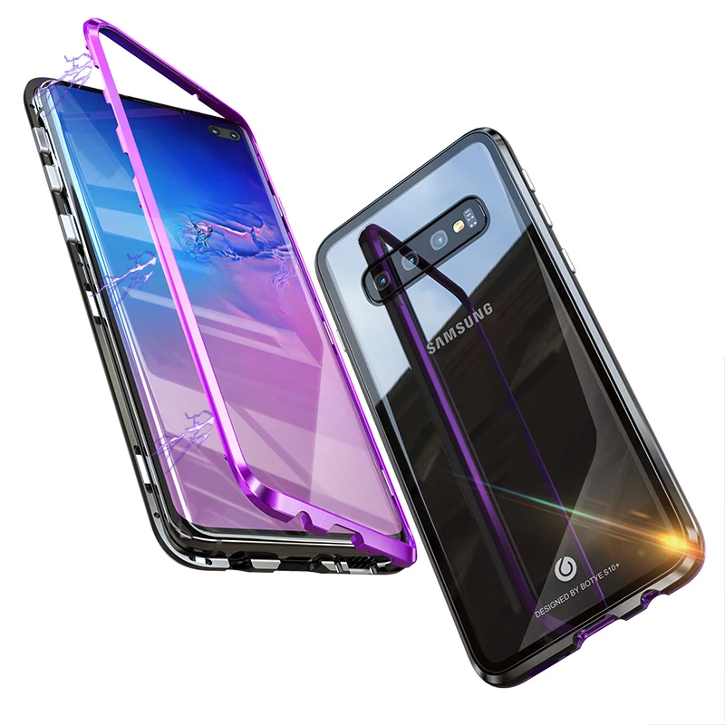 Магнитный металлический бампер для Samsung Galaxy S10 5G Plus роскошный чехол с прозрачным