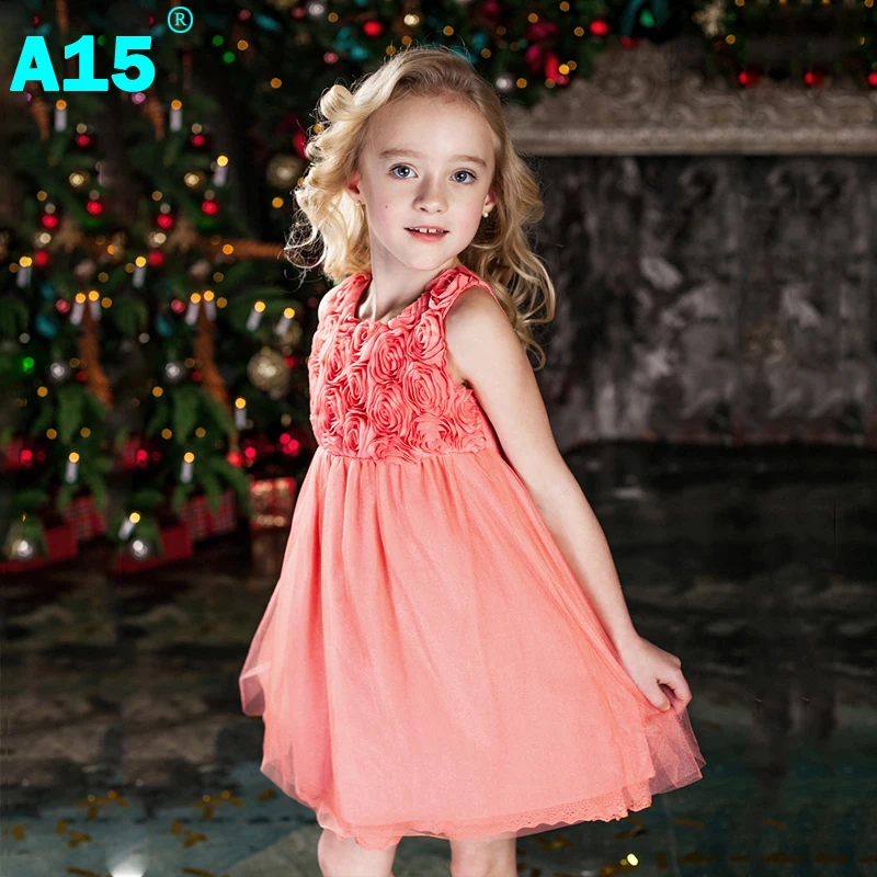 A15 Baby Girls Dress Princess Birthday Party White Flower Summer 2017 Kids for Age 2 3 6 8 Year | Детская одежда и обувь