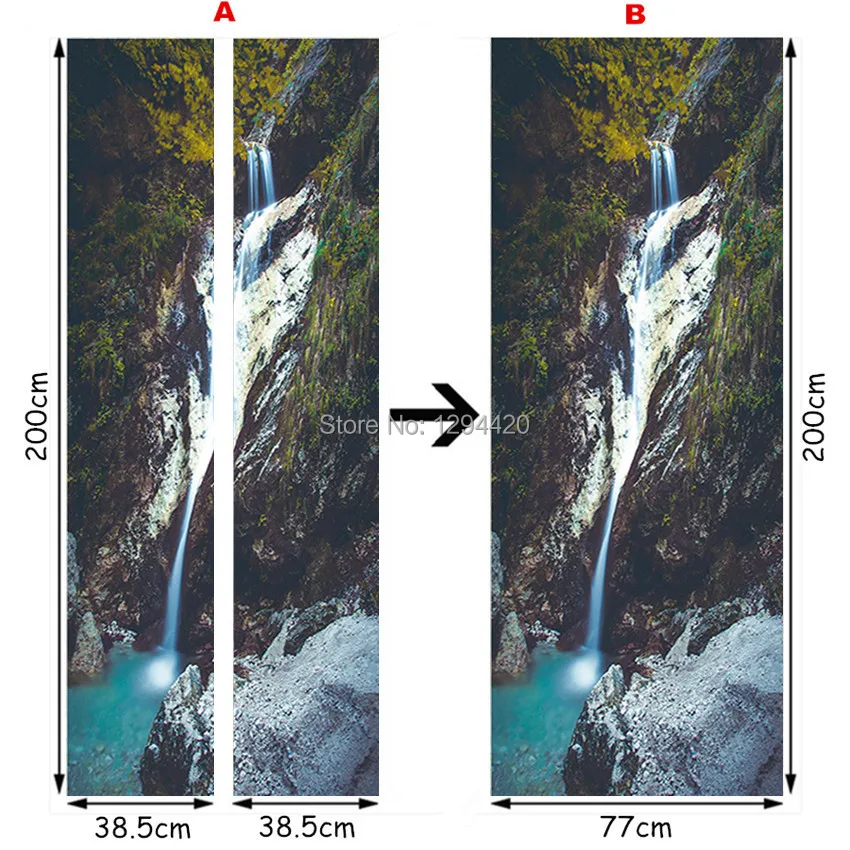 77*200 см Ожесточенные Тигр водопад пейзаж 3d двери росписи стены винила искусства наклейки, украшения домашнего офиса пейзаж плакат на стену