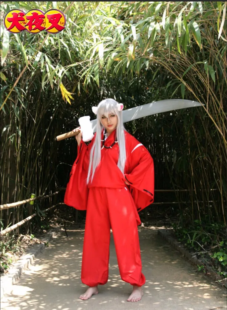 Cute Unicorn Anime Inuyasha Kimono Cosplay Costume Full Set Mikofuku Halloween Costumes Top + Pants Belt Ropes | Тематическая