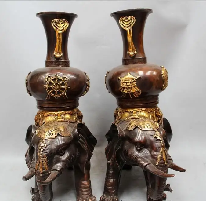 Бесплатная 16 &quotКитайская народная медная позолота восемь сокровищ слон