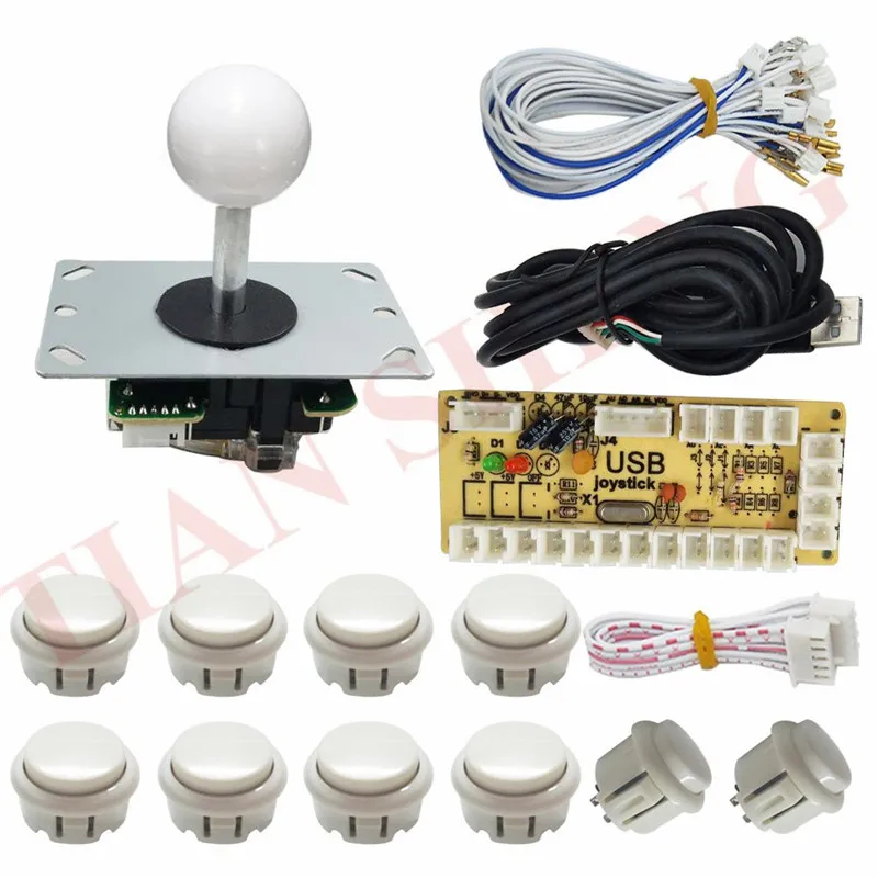 White 2 игрока аркадные кнопки и набор джойстика DIY контроллер USB энкодер для ПК видеоигры с 8 способами джойстика+ 20 кнопочных кнопок - Цвет: White