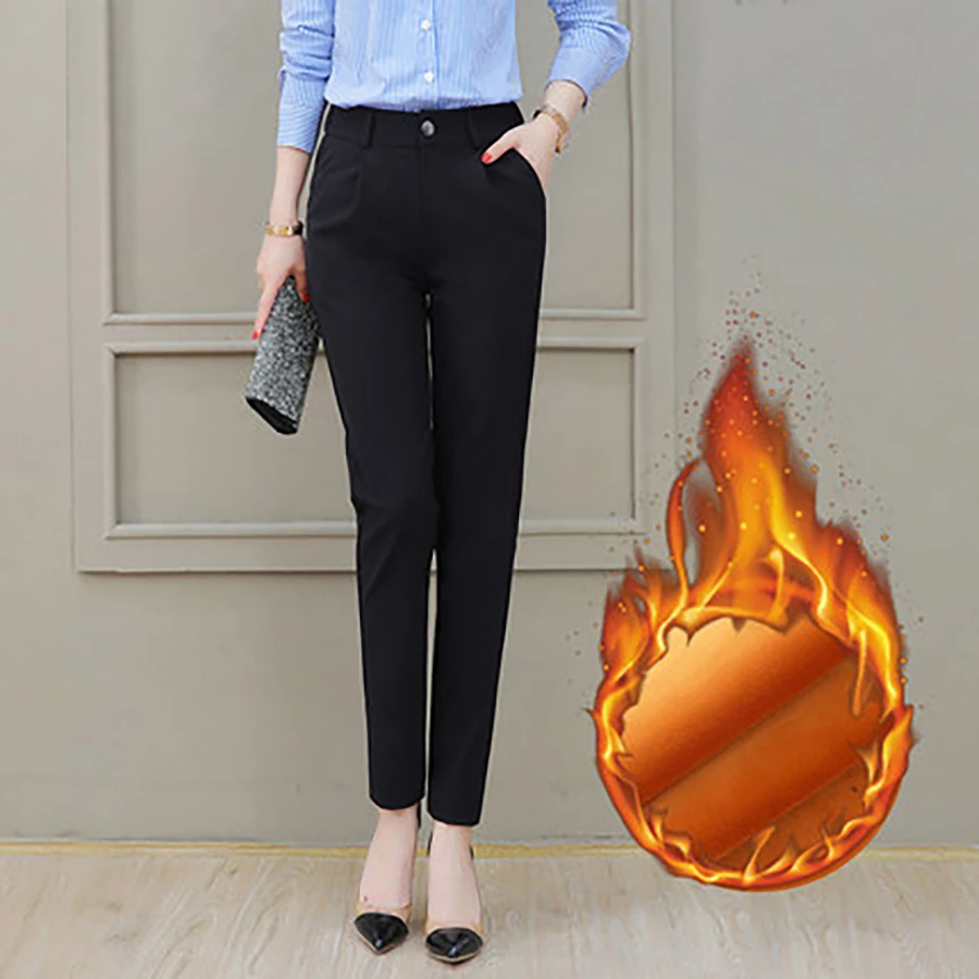 Pencil Office Trousers Elegant Slim Korean Formal Pants Women Sexy Stripe Black Thick Pantalon Mujer Oficina Wear Z5C318 | Женская