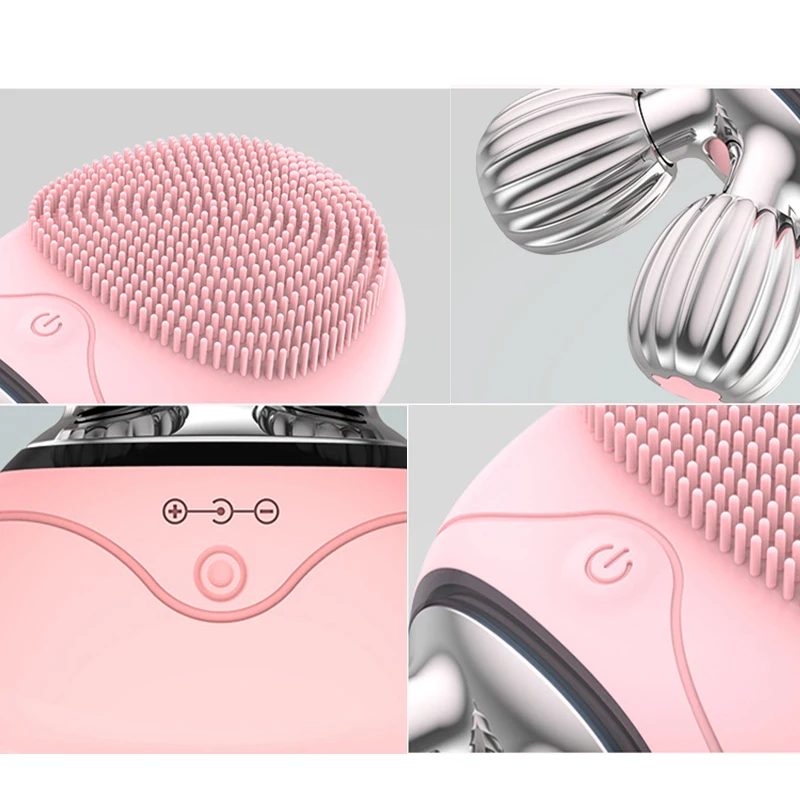 

Multifunction Face Roller Massager Electric Silicone Facial Cleansing Brush Vibration Massage Face-lift Roller Beauty Tool