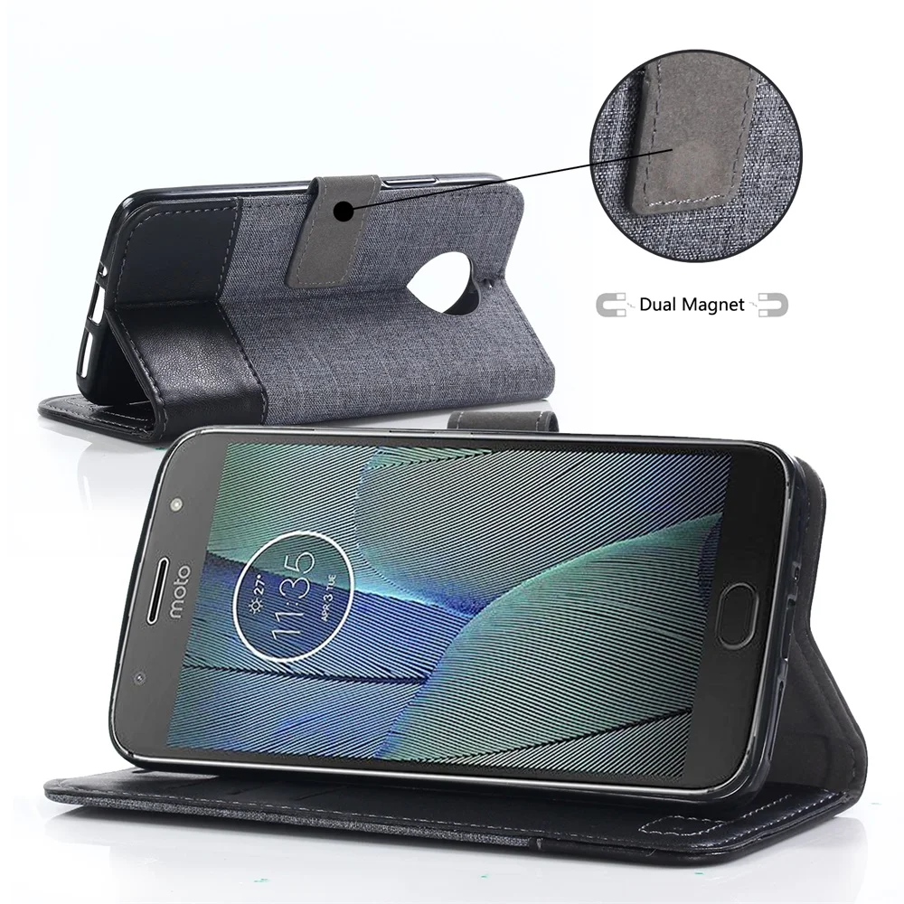 Чехол для Motorola Moto G5 G7 Power Canvas из искусственной кожи чехол-кошелек G5S G4 Plus X4 One Z3 Play