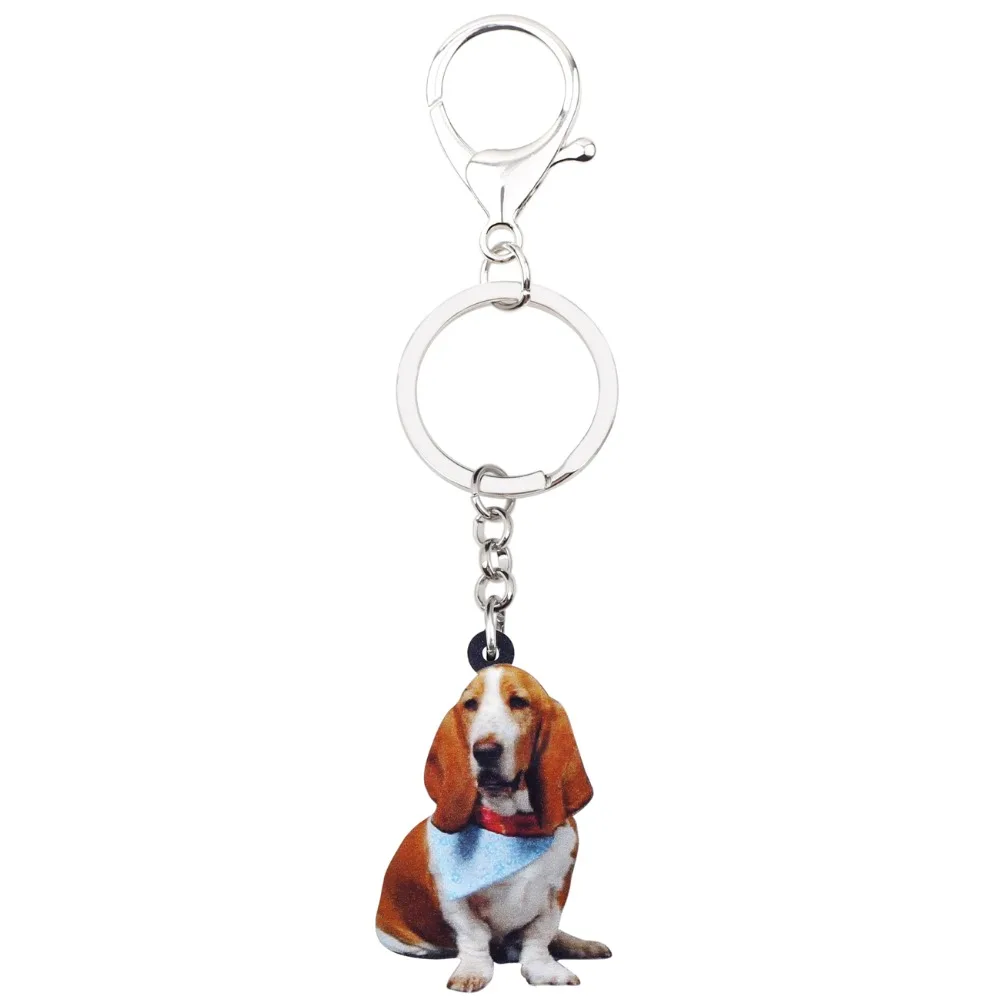 Bonsny акриловый милый шарф Basset собачьи брелки сумочка с брелоком кольца модные