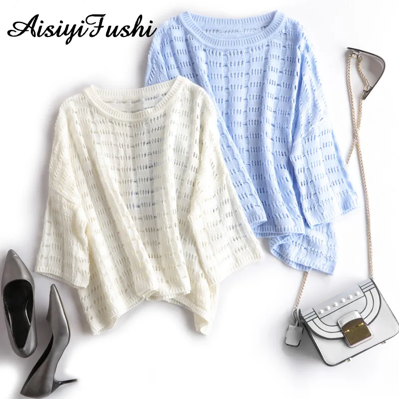 White Sweater Women Pullover Knitted Spring Autumn Crop Top Long Sleeve Transparent Blouse For Mujer 2020 | Женская одежда