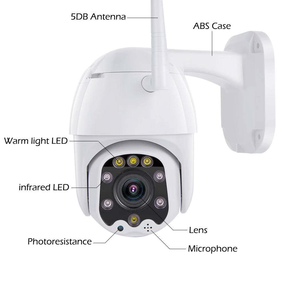 Наружная скоростная купольная IP камера 1080P PTZ беспроводная Wi Fi безопасности с