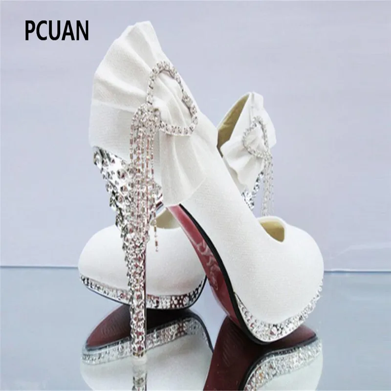 Fashion shiny crystal wedding shoes red bride thin section high heels shallow mouth bridesmaid gold butterfly 9cm | Обувь