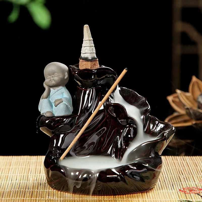 The Little Monk Censer Creative Home Decor Small Buddha Incense Holder Backflow Burner Use In Office Teahouse Dehua | Дом и сад